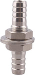 Stainless Steel 3/8" Hose Barb, Hex Bulkhead Straight Fitting, Barbed Thru-Bulk Head
