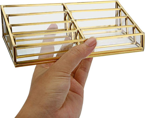 Hipiwe 8 Countertop Glass Business Card Holder Stand Slot Name Cards Display Storage Holder Gold Metal Business Cards