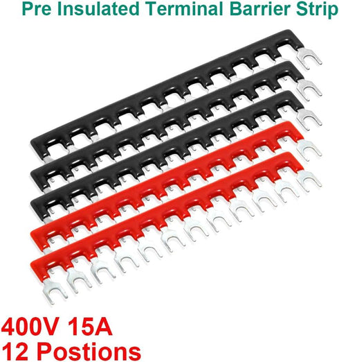 MILAPEAK 10pcs (5 Sets) 12 Positions Dual Row 600V 15A Screw Terminal Strip Blocks with Cover + 400V 15A 12 Positions