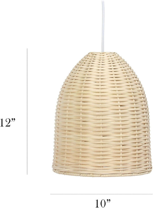 PT1007-NAT Elegant Designs Elongated Coastal Dome Rattan Downlight Pendant, Natural