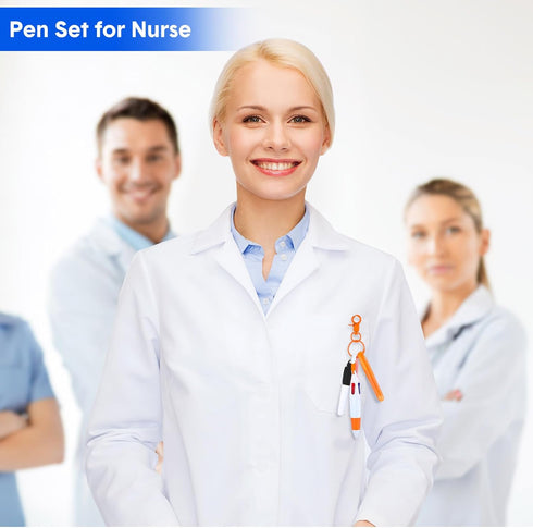 Sherr 25 Sets Mini Highlighter Nurse Pens, Retractable Shuttle Pens, Highlighter Pen, Nursing Keychain
