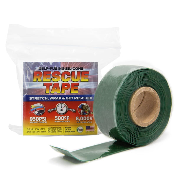 Bond It Rescue Tape, Self-Fusing Silicone for Emergency Plumbing, 1" x 12', Green