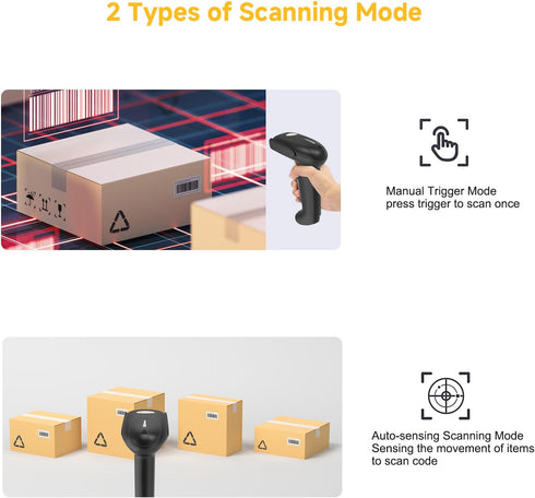 VOTTAN 2D 2.4G 1D PDF417 2D QR Barcode Scanner, Bluetooth & Wireless & USB Wired Connect iPad Phone Tablet PC POS, UPC