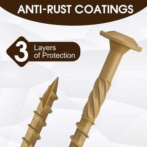 200 Pcs Construction Lag Screws #14 x 3 Inch, Exterior Structural Coated Star Drive Screws with Modified Truss Washer