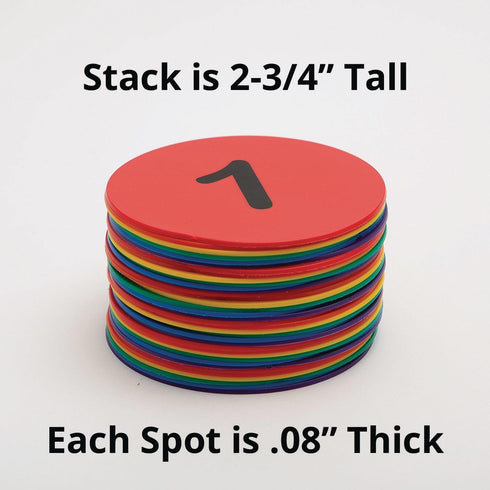 5" Pack 36. S&S Worldwide Spectrum Numbered, Anti-Skid, Soft Round Vinyl Spot Markers for PE / Gym Classes, Class Room