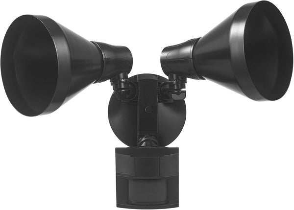 Globe Electric 17000140 180-Degree 240 W Twin Head Black Hardwired Motion Sensor