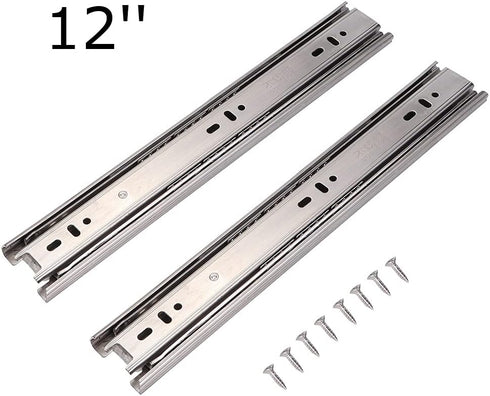 3 (12 inches Stainless Steel Drawer Slide Rail, Sections Full Extension Soft Close Drawer Slides Glide Device Furniture