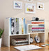 Expandable Wood Desktop Bookshelf - Office Storage Rack, Wood Display Shelf, Corner Desk Storage Shelf