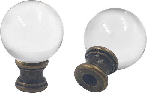 AUXBC 2PCS Crystal Lamp Finials with Bronze Chrome Base, 1/4-27 Thread Glass Ball