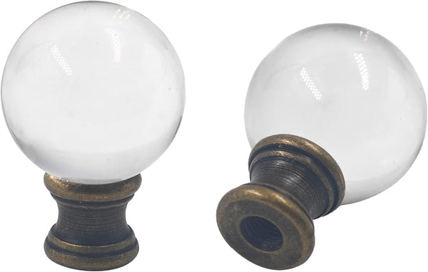 AUXBC 2PCS Crystal Lamp Finials with Bronze Chrome Base, 1/4-27 Thread Glass Ball