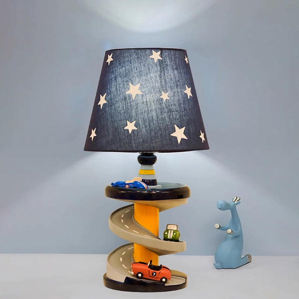 HERBESTBAY Table Lamp, Adorable 14 Inch Racing Road Style Kids Desk Lamp, Car