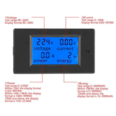PZEM-061 LCD Voltage Current Power Energy Panel Meter Backlight Digital Display Coil Transformer 100A AC80-260V + CT