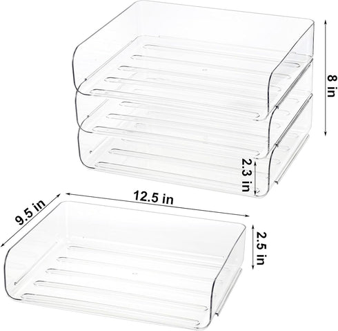 Okllen 3 Pack Stackable Paper Trays, Clear PET Desk Letter Tray Set, 3 Tier Organizer for A4 Paper, Magazine, Receipts
