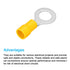 uxcell 100 Pcs Insulated Ring Wire Connector 12-10 AWG Electrical Crimp Terminal for Yellow Projects