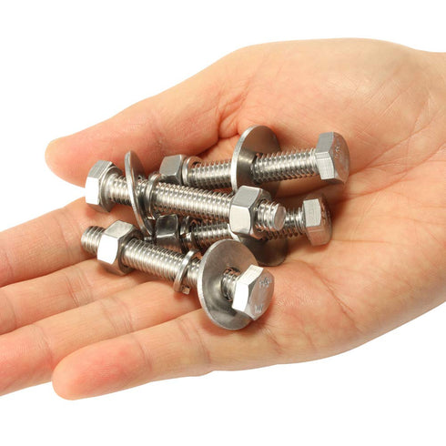 3/8-16 x 3 Hex Head Bolts with Hex Nuts and Washers, Fully Threaded Stainless Steel, 4 Sets