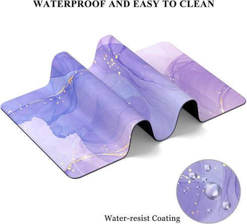 Large Desk Mat, 32" x 12" XXL Extended Gaming Mousepad, Cute Office Supplies and Accessories, Violet Marble