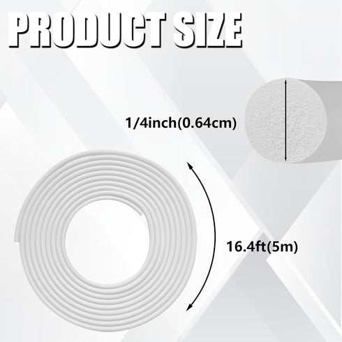 Backer Rod 1/4 Inch, EPDM Rubber Foam Caulk Saver 16.4' White Weather Strip Seal for Concrete Joints, Wall Cracks, Driveway and Joint Fillers.