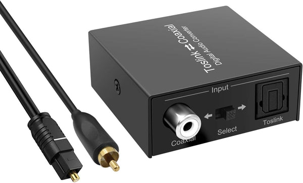 Optical to Coaxial Digital Audio Converter Adapter, Bi-Directional Coaxial to/from SPDIF Optical Audio Signal Converter