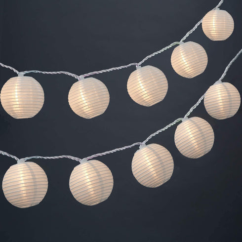 8.5Ft 10 White Lantern String Lights Plug in, Hanging Indoor Decorative String Lights with Cute White Nylon Lanterns