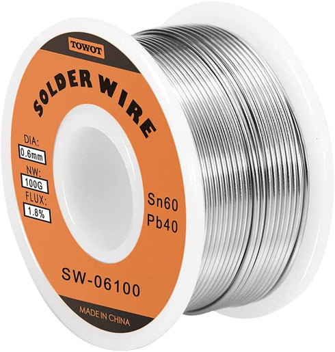 TOWOT Tin Lead Rosin Core Solder Wire for Electrical Soldering, 1.8% Solder Flux Sn60-Pb40, 0.6mm, 100g