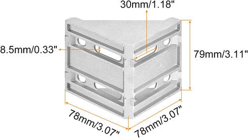 uxcell 4Set Inside Corner Bracket Gusset Kits - 78x78x79mm 8080 Angle Connector for 6060 Series Aluminum Profile