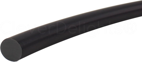 CleverDelights Solid Rubber Cord, 1/4" Diameter, 10 Feet, Buna 70 Durometer, Black