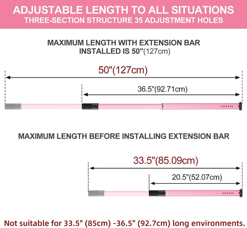 20-50inch Stopper,Pink,1Pack AceMining Sliding Door Security Bar,Heavy Duty Sliding Patio Door Lock Bar, Adjustable