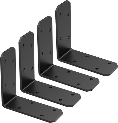 3"3"1.2" 90 (Black-4PCS) L Bracket for Wood, Degree Angle Bracket, Galvanized Corner Brace for Wood Post, Floating
