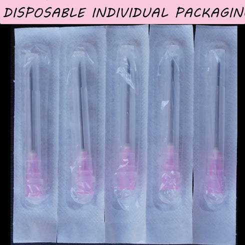 100 Pack 18Ga 1 Inch Stainless Steel Dispensing Lab Tools for Scientific Labs, Individually Wrapped