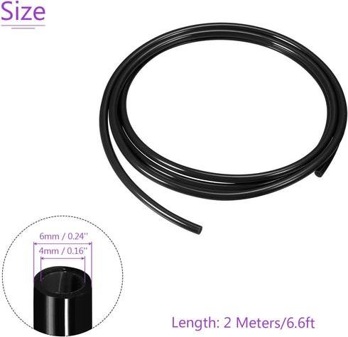 DMiotech 4mmx6mm Pneumatic Tubing, 2 Meters/6.6ft for Water Fluid Transfer, Black
