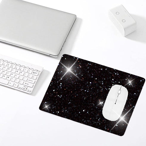 MXCVER Black Mousepad Diamond Black Glitter Sparkle Mouse pad Bling Desk Accessories Gaming Bling Rubber Pads