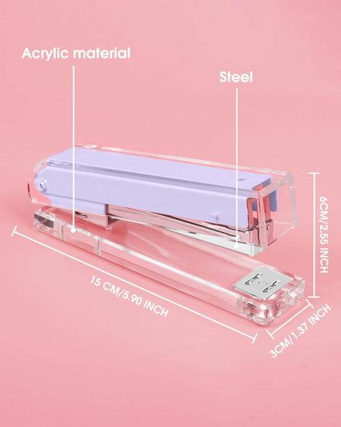 Clear Acrylic Stapler, Desktop Stapler, Office Stapler, Elegant Modern Desk Accessory for The Desk at Home, Office, or School(Purple) by Honagu