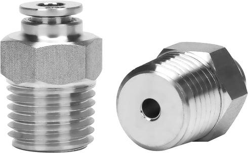 Push to Connect Fitting - 304 Stainless Steel Male Straight 5/32" Tube OD x 1/4" NPT Thread Pneumatic Push Lock Fitting