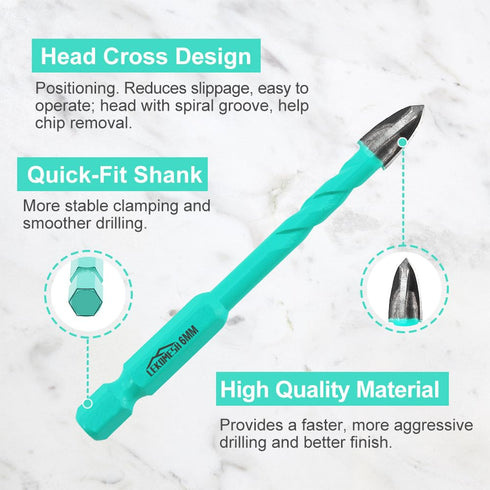 Masonry Concrete Drill Bits, 10pcs 1/4 Inch (6mm) Carbide Drill Bits for Wood, Plastic, Masonry, Ceramic Tile, Concrete