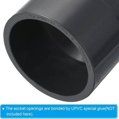 PATIKIL PVC Reducer Pipe Fitting 3x2.5 Inch Socket, 2 Pack Straight Coupling Adapter, Grey