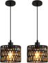 KENMI Woven Pendant Light Boho Chandelier, Rattan Pendant Lights Kitchen Island, Farmhouse Pendant