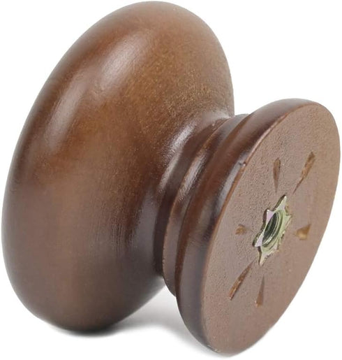 Metany 5PCS 33mm Round Wood Drawer Knob,Dresser Furniture Drawers Dia,Walnut Cabinet Pulls Handles with Screws Hardware