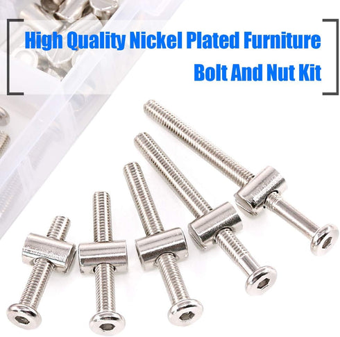 Glarks 100Pcs M6 35/45/55/65/75mm x Hex Drive Socket Cap Furniture Barrel Screws Bolt Nuts Assortment Kit