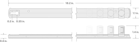 TEKTON 3/4 Inch Drive x 18 Inch Socket Rail, 10 Clips (Red) | OSR33110