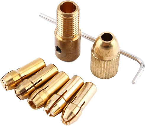 Mesee 3 Sets 0.5-3mm Brass Drill Chuck, Small Electric Drill Bit Collet Set with Allen Wrench