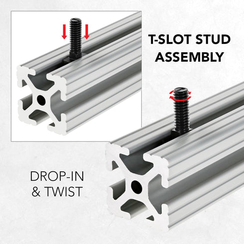 8020, 3301, 15 Series, 5/16-18 x 1" Long Drop in T-Slot Hammer Head Stud Bolt with Nut and Washer