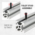 8020, 3301, 15 Series, 5/16-18 x 1" Long Drop in T-Slot Hammer Head Stud Bolt with Nut and Washer