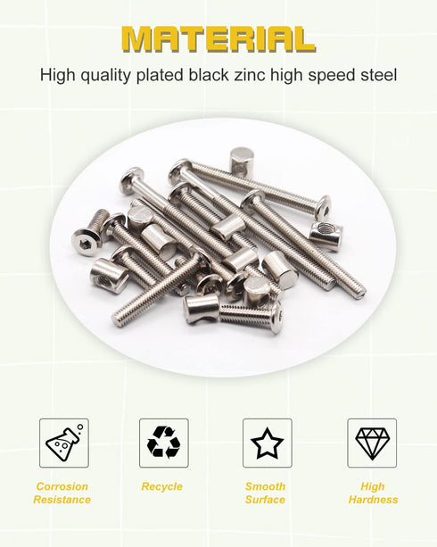 ALLWIN 28 Set M6x20/40/60/80mm M6x12mm Crib Screws Bolts Hardware Replacement Kit, Hex Bolts & Barrel Nuts with Wrench