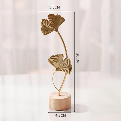 Fenteer Retro Wooden Remote Organizer with Leaf Shaped Metal Sculpture Nordic Creative Abstract Holder for Table