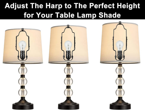 Adjustable Lamp Shade Harp Holder Kit, 8 9 10 Inch for Table and Floor Lamps, Heavy Duty Bracket with Adapter