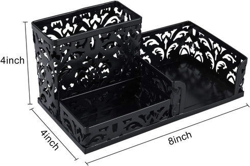 EasyPAG Desk Organizer with 3 Compartments for Pencil, Sticky Note Holder, Office Accessories (Black)