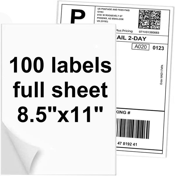 NefLaca 100 Full Sheets Sticker Paper for Laser & Ink Jet Printers, 8.5"