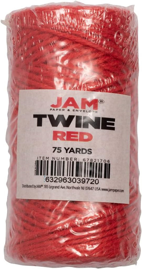 1/8 75 JAM PAPER Kraft Twine - x Yards - Red - Sold Individually
