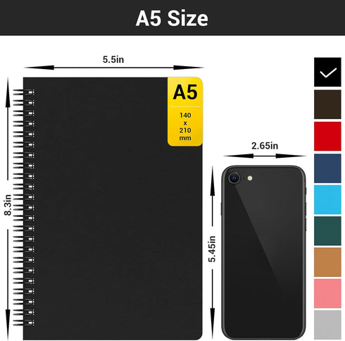 EUSOAR Spiral Notebook College Rule - A5, 24 Packs, 120 Pages Lined Travel Writing Notebooks