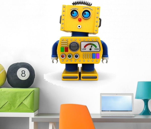Wallmonkeys Cute Toy Robot Looking up Wall Decal Peel and Stick Graphic